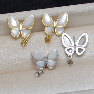 Ensemble de pendentifs et bagues en argent S925 fait main avec coquillage papillon et perle de 8 à 13 mm, accessoires de bijouterie fine DIY, article 3992 - Product Image 4