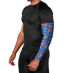 Manchon de bras imprimé par sublimation à motif drapeau britannique UPF50+ unisexe en soie glacée bleue pour protection solaire toutes saisons - Product Image 2