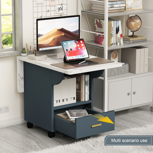 39.4\" Wood <b>Folding</b> <b>Dining</b> <b>Table</b> with 4 Wheels Portable End <b>Table</b> for Home Storage Kitchen Islands & Carts - Product Image 3