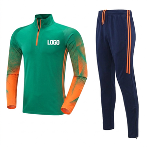 Survêtement de football pour homme de haute qualité, automne, veste à demi-zip, boutonnée, imprimé sur le devant, polyester/coton, respirant, séchage rapide - Product Image 1