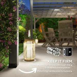 Pergola Gazebo 4x4 in Legno Grigio con Motivo a Vite d'Uva per Giardino e Patio, 3,6x6 Metri, da Esterno con Ancoraggi in Cemento - Product Image 6