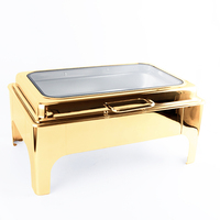 Chauffe-Plats Rectangulaire pour Buffet de Mariage, Ensemble de Service de Buffet, Réchaud Alimentaire Blanc avec Poignée Dorée