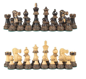 Jeu d'échecs en bois avec pièces sculptées traditionnelles en bois noir et naturel, jeu d'échecs pour la maison, le bureau, la salle de jeux et la table - Product Image 1