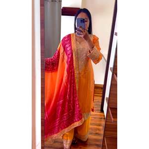 Fancy Top-Bottom and Dupatta <b>Set</b> with Digital Print and <b>Embroidery</b> Sequence Work Size XL - Product Image 3