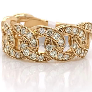 Bague Miami Cuban Link Cluster en Moissanite, plaqué Rhodium, Argent Sterling, Style Hip Hop, Unisexe, pour Fiançailles, Mariage, Anniversaire - Product Image 1