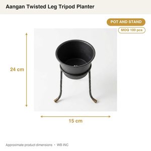 Maceta de Hierro Hecha a Mano de <span class=keywords><strong>15</strong></span> <span class=keywords><strong>cm</strong></span> con Soporte, Trípode de Latón con Patas Retorcidas para Decoración del Hogar, Hoteles y Bodas - Product Image 4
