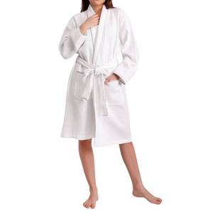 Albornoz de felpa para mujer, de elastano/algodón, suave, grueso, transpirable, ecológico, de forro polar térmico, con logo frontal, suministro al por mayor - Product Image 6