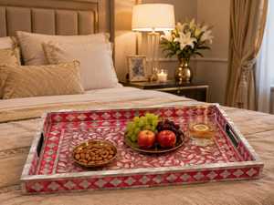 Bandeja de Almacenamiento de Lujo con Incrustaciones de Nácar, Elegante Organizador de Mosaico de Concha Iridiscente para una Decoración del Hogar con Estilo - Product Image 2