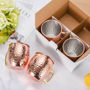 Copper cocktail <b>cup</b> set for rooftop cinema refreshments hammered finish metal <b>cups</b> durable <b>reusable</b> premium bar mugs - Product Image 2