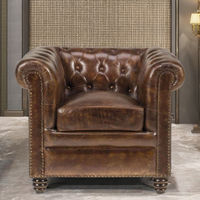 Blue Ocean Entspannendes Modernes Chesterfield Luxus Echtleder Relaxsessel Einzelnes Ausziehbares Erweiterbares Ecksofa-Bett-Set