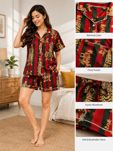 Conjunto de Pijama de Algodón con Estampado de Tigre y Rayas para Mujer, Diseño Artesanal Tradicional Hecho a Mano, Ropa de Dormir y para Estar en Casa - Product Image 4