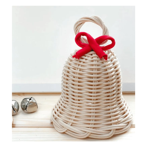 Handmade Vintage Rattan <b>Bell</b> Christmas Tree Ornament Natural Holiday Decor - Product Image 1
