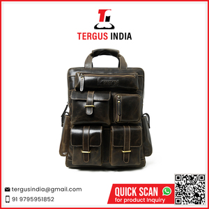 Sac à dos pour ordinateur portable en cuir véritable avec logo personnalisé, sac à dos de voyage en cuir véritable pour hommes et femmes - Product Image 2