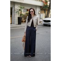 Pantalones Anchos y Holgados para Mujer, Transpirables, Color Azul Oscuro, Cintura Media, Corte Recto, Casuales, para Oficina, Primavera
