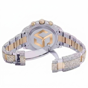 Reloj de Cuarzo de Lujo en Oro Rosa con Bisel y Correa Completamente Adornados con Diamantes, Cronógrafo Analógico - Product Image 2