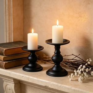 Decoración de velas para bodas en casa, portavelas único Decorlack, juego de 2 portavelas de pilar, velas sin llama para el hogar - Product Image 1