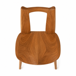 Chaise de salle à manger moderne et contemporaine en teck massif avec dossier sculpté à double lame, imperméable et stable pour la maison et l'extérieur - Product Image 4