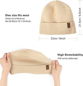 Bonnet d'hiver unisexe en tricot avec logo et broderie personnalisés, 100 % acrylique, chaud, à revers côtelé, pour usage extérieur, vente en gros - Product Image 3