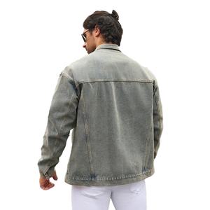 Veste en jean délavé rétro en coton de qualité supérieure pour hommes fermetures à boutons vintage Service OEM d'hiver de style Hip Hop personnalisé disponible - Product Image 4