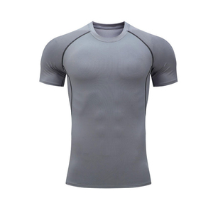 Men's <b>Black</b> Short Sleeve <b>Compression</b> <b>Shirt</b> Quick Dry Polyester Base Layer Athletic Top - Product Image 2