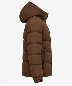 Veste matelassée en polaire coupe-vent à capuche pour homme, couleur marron, de qualité supérieure |   Manteau d'hiver matelassé de qualité supérieure Coupe classique Rembourrage en polyester - Product Image 5