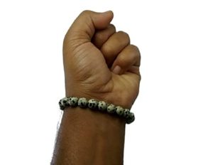 <b>Men</b> and Women Handmade Feng Shui Dalmatian jasper Round Stone <b>Beads</b> Round <b>Bracelet</b> 8-10mm Size Fashion Jewelry Energy - Product Image 2