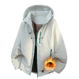 Veste d'hiver chaude, imperméable, coupe-vent, à fermeture éclair, décontractée, unisexe, sportive, à capuche, en coton biologique, pour la randonnée, la course à pied et les activités de plein air - Product Image 1