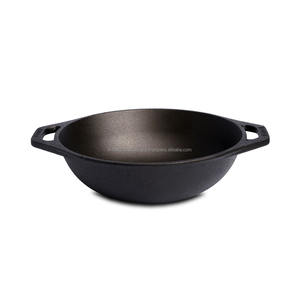 Wok Kadai en fonte antiadhésive de haute qualité de 12 pouces pour la maison hôtel batterie de cuisine chaude Base lourde servant une Induction à fond plat - Product Image 1