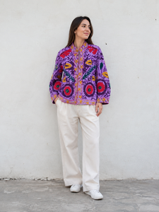 Handmade Cut Work Suzani Jacket <b>Coat</b> Floral Embroidered Jacket With Two Side Pockets Women's <b>Coat</b> - Product Image 1