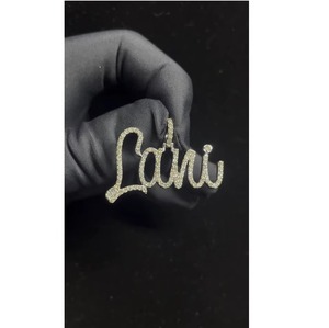 VVS Moissanite Custom Cursive Latter Pendant Hip Hop Pendant 925 Silver Iced Out Pendant Pass Diamond <b>Tester</b> Fashion Pendants - Product Image 2