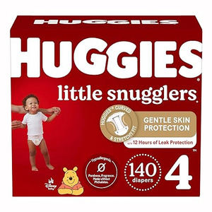 Lot de couches pour bébé HUGGIES : Huggies Little Movers taille 4, 140 couches & couches pour bébé Natural Care Sensitive, non parfumées - Product Image 4