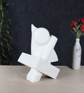 Escultura Geométrica Abstracta Moderna, Acabado en Mármol Blanco, Figura Cubista, Estatua Minimalista, Decoración Nórdica para el Hogar, Estética de Lujo - Product Image 6