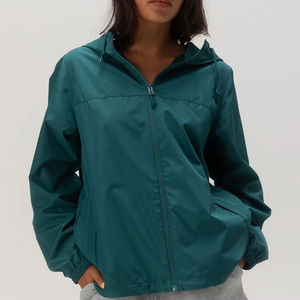 <b>Women</b> Packable <b>Windbreaker</b> Jacket Lightweight Travel Friendly Hooded Outerwear Casual Sports Zip Coat - Product Image 1
