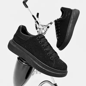 Chaussures plates en cuir véritable de luxe pour hommes et femmes, chaussures de marche décontractées, chaussures de sport à semelle épaisse - Product Image 4