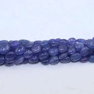 Perles ovales lisses en Tanzanite naturelle en gros, 7X9-8X10mm, brin de 16 pouces, perles de pierre véritable pour la fabrication de bijoux, gemme indienne - Product Image 1