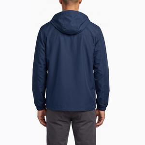 <b>Men</b> Running Hiking Outdoor Water Repellent Contrast Trim Windbreaker Jacket Hooded Drawstring Front Zip <b>Rain</b> <b>Coat</b> for <b>Men</b> - Product Image 2