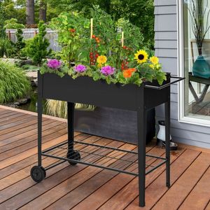Elevated <b>Planter</b> <b>Box</b> on Wheels with Non-Slip Legs and Storage Shelf for Indoor/Outdoor Flower Pots & <b>Planters</b> - Product Image 2