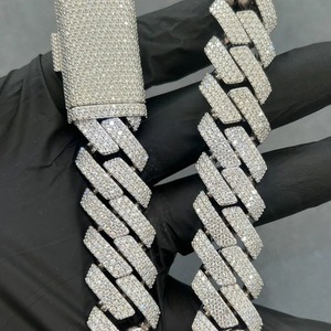 S925 Silver <b>Iced</b> <b>Out</b> Hip Hop Necklace VVS Moissanite Diamond Cuban <b>Chain</b> for IGI Certified Brilliant Cut <b>Chain</b> for Unisex - Product Image 6