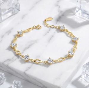 Pulsera Redonda de Moissanita, Plata de Ley S925, Bañada en Rodio, Elegante Pulsera Tennis, Joyería Minimalista Brillante, Regalo para Ella - Product Image 6