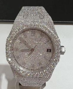 Montre de luxe unisexe en alliage avec diamants Moissanite VVS blancs, entièrement pavée, style hip-hop, mouvement mécanique, étanche 10 bars - Product Image 1