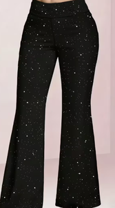 Hardhoodi Interination Women High Elastic Waist <b>Cow</b> <b>Print</b> <b>Flare</b> Pants Full Length Sporty Trousers Pockets All Seasons - Product Image 5
