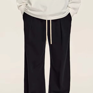 New Custom Logo <b>Canvas</b> Baggy Sweatpants 100% Polyester Straight Pattern Mid Waist Casual Eco-Friendly Breathable - Product Image 4