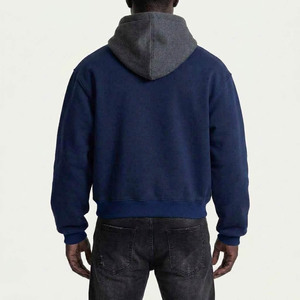 Sweat-shirt à capuche coupe ample pour homme, bleu marine, en coton French Terry, avec poche avant et impression de lettres blanches - Product Image 2
