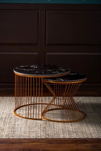 Contemporary Cast Aluminum Bar <b>Table</b> Dual Tier Round Tops Sculpted <b>Wire</b> Base Strong Stability Space Saving Elegant Statement - Product Image 2