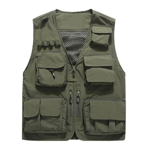 Gilet cargo multi-poches pour la pêche, la randonnée, veste décontractée pour homme, respirante, légère, coupe-vent, imperméable - Product Image 1