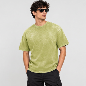 T-shirt surdimensionné personnalisé pour homme 100 % coton, style décontracté délavé vintage avec détails brodés, coupe ample à épaules tombantes - Product Image 2