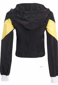 Ensemble veste à capuche zippée et short pour femme, couleur vert néon, coupe ample, léger, avec bordures contrastées, toutes saisons - Product Image 4