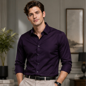 Chemises habillées décontractées pour hommes, en maille satinée, à col montant, anti-plis, à manches longues et boutonnées, en polyester/coton - Vente en gros à prix avantageux - Product Image 1