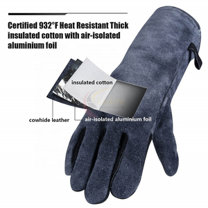 Gants de sécurité réfléchissants noirs, élastiques à la poignet, longueur coude, thermiques, pour toutes les saisons, usage extérieur, en coton de bambou, style sergé - Product Image 3