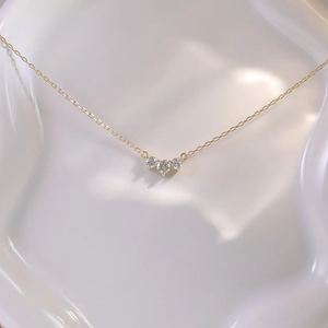 14K Solid Gold Lab Diamond Classic Trio Diamond <b>Necklace</b> Dainty Diamond <b>Necklace</b> <b>Triple</b> Sparkling Gemstone <b>Necklace</b> Jewelry Gift - Product Image 3